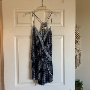 Blue and white detailed romper by Ocean Drive